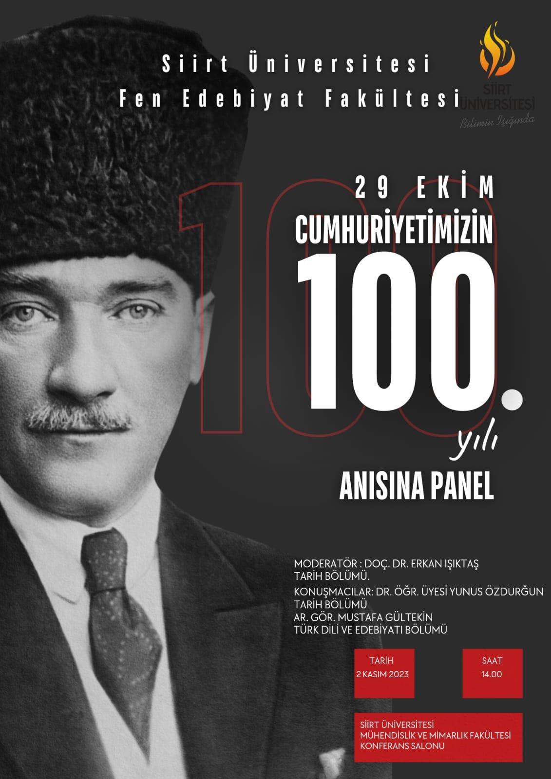 29 Ekim Cumhuriyetimizin 100. Yılı Anısına Panel